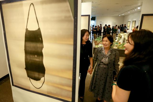 Visitors view works at the 22nd Century Relic Exhibition at Dream Forest Art Center in Seoul on July 11 2024 AJU PRESS Kim Dong-woo