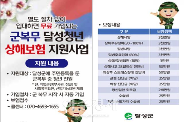 대구 달성군은 군 복무 청년 대상 상해보험을 무료로 지원한다 사진대구달성군