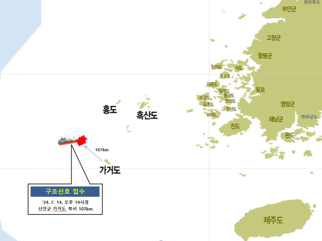 신안군 가거도 북서방 인근 해상에서 선박이 기울고 있다는 신고를 접수하고 목포해경이 긴급 구조에 나섰다사진목포해경