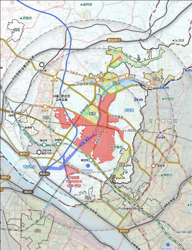 고양창릉 신도시 기업이전 단지 위치도 사진한국주택도시공사