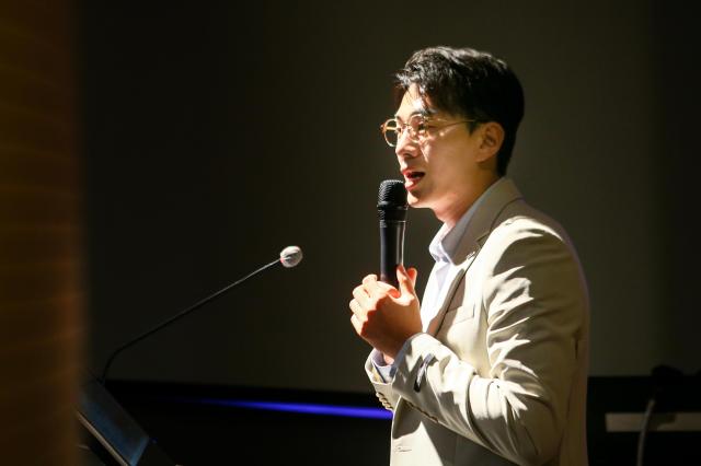 FilmmakerPark Yu-sung gives a presentation at the National Folk Museum of Korea in Jongno-gu Seoul July 17 2024 AJU PRESS Kim Dong-woo