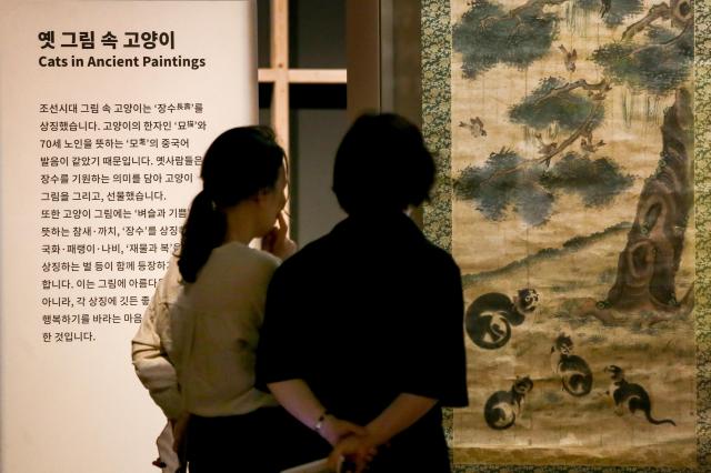 Visitors view exhibits at the Cat-ch me if you can at National Folk Museum in Seoul on July 17 2024 AJU PRESS Kim Dong-woo