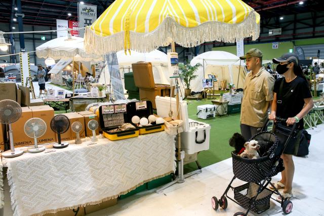 Visitors look around an exhibition at the Global Outdoor Camping  Leisure Sports Fair at SETEC in Gangnam Seoul on 19 July 2024 AJU PRESS Kim Dong-woo