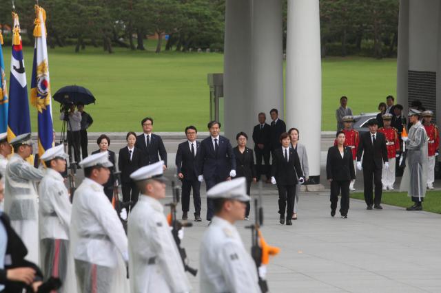 Cho Kuk leader of the Cho Kuk Innovation Party walks in to pay respects at the Seoul National Cemetery in Seoul on July 22 AJU PRESS Han Jun-gu