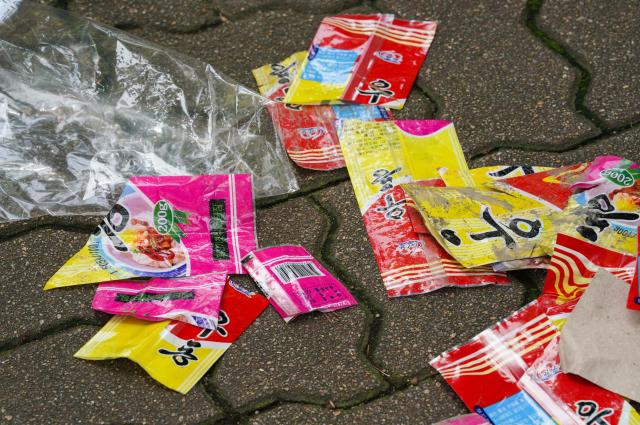 Debris from a North Korean trash balloon found near the National Assembly building on July 25 2024 is believed to be packaging for udon noodles produced in Wonsan AJU PRESS Park Jong-hyeok