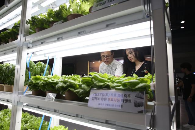 People look at pots at the Agri  Food Tech Start-up Rising Expo 2024 AFRO 2024 held at COEX in Seoul on July 25 2024 AJU PRESS Han Jun-gu 