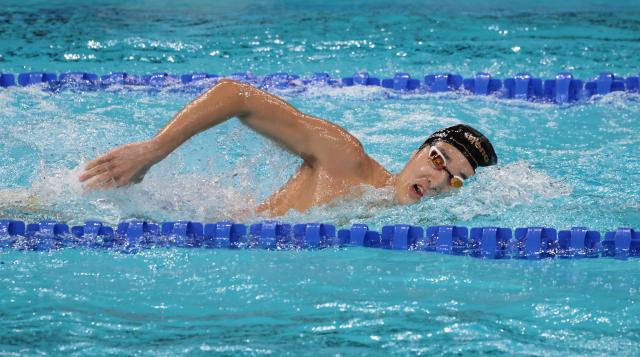 수영 남자 자유형 400ｍ에 도전하는 김우민강원도청 사진연합뉴스