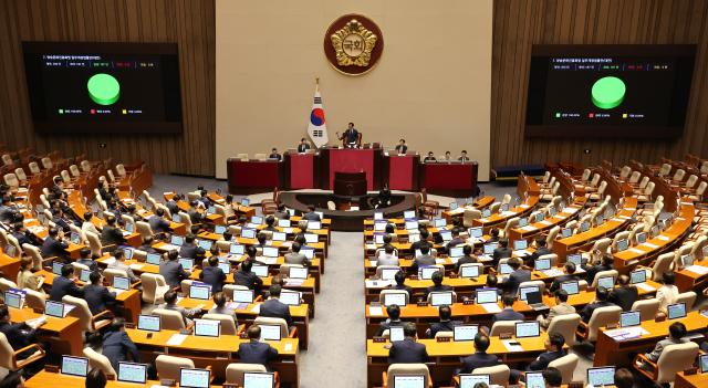  방송 4법 중 하나인 방송문화진흥회법방문진법이 29일 오전 국회 본회의에서 통과되고 있다 사진연합뉴스