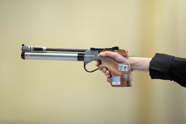 South Korean Kim Ye-ji competes in the womens 10m air pistol final during the Paris 2024 Olympic Games at the Chateauroux Shooting Centre in Dols France on July 28 2024