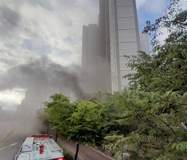 A fire broke out in the underground parking lot of an apartment complex in Cheongna International City Incheon Courtesy of the Incheon Fire Department