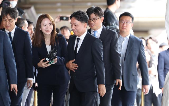 NCsoft's CEO Kim Take-jin on his way to meet United Arab Emirates' (UAE) president Mohamed bin Zayed Al Nahyan on May 28, 2024. Yonhap photo