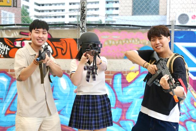 Visitors pose for photos at the PUBG pop-up store PUBG Seongsu in Seongsu-dong Seoul on August 1 2024 AJU PRESS Han Jun-gu