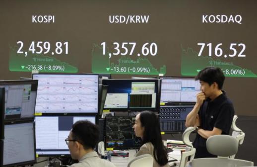 Seoul shares plunge on US slowdown woes, triggering circuit breakers