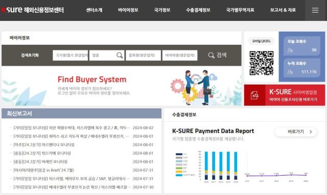 K-SURE 해외신용정보센터 홈페이지 사진한국무역보험공사