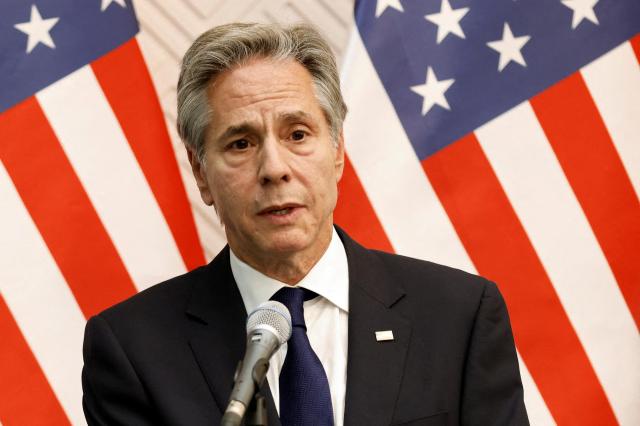 US Secretary of State Antony Blinken participates in a press conference in Ulaanbaatar Mongolia on Aug 1 2024 Yonhap