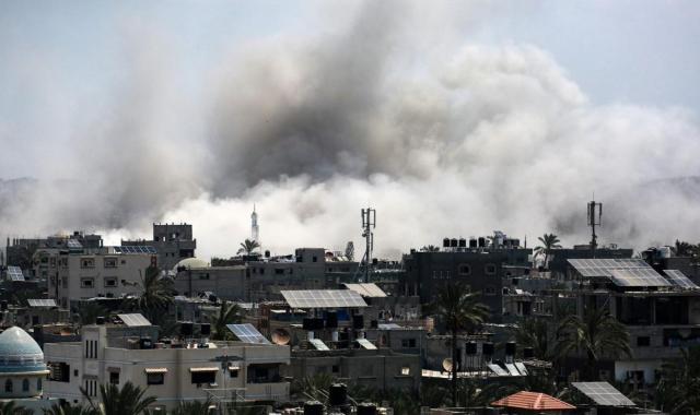 The central city of Deir al-Balah in the Gaza Strip was bombed by the Israeli military on July 27 AFP-Yonhap