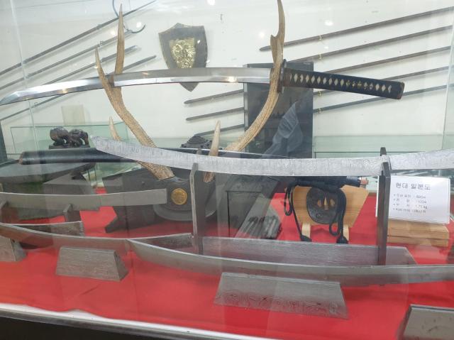 Japanse swords on display in the Knife Gallery in Seoul Aug 6 2024 AJP