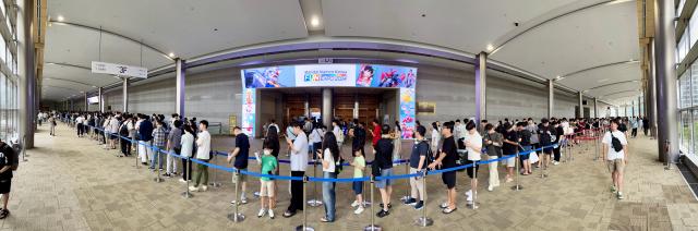 Many visitors line up to enter the Bandai Namco Korea FUN EXPO 2024 at COEX in Seoul on Aug 9 2024 AJU PRESS Han Jun-gu
