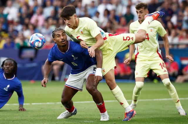  2024 파리 올림픽 남자 축구에서 프랑스와 스페인이 결승전을 치르고 있다 사진연합뉴스