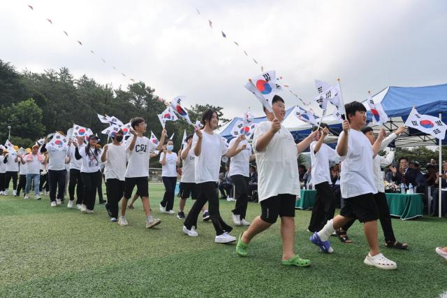 화산면 체육대회 두란노지역아동센터 태극기 행진사진해남군