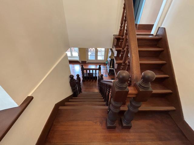 Staircase connecting the first and second floors of Dilkusha in Jongno Seoul on August 14 2024 AJU PRESS Han Jun-gu