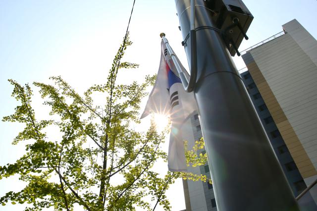 The national flag of Korea adorn utility poles in preparation for Liberation day of Korea August 14 2024 AJU PRESS Han Jun-gu
