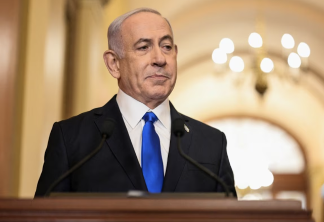 Israeli Prime Minister Benjamin Netanyahu speaks with reporters at the US Capitol in Washington on Jul 24 2024 Reuters 