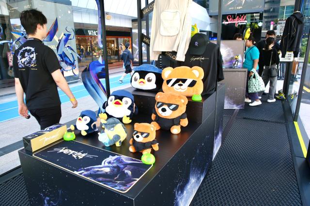 Dolls modeled after in-game objects are display at the pop-up store during the 2024 Valorant Champions Seoul pop-up event at COEX Millennium Plaza in Seoul on Aug 19 2024 AJU PRESS Han Jun-gu