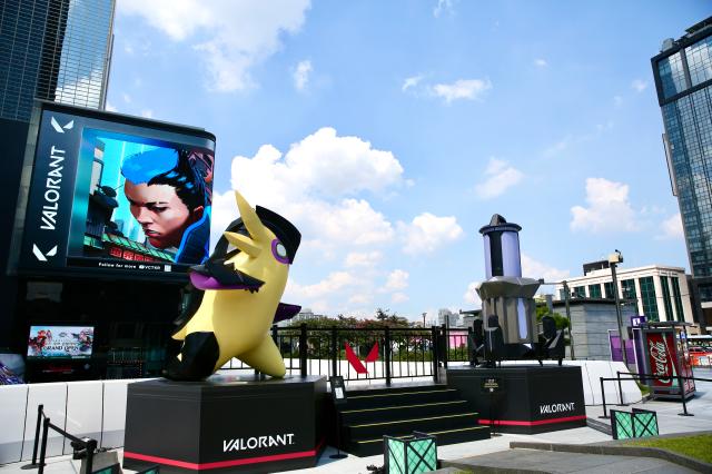 Sculptures shaped like in-game characters stand at the 2024 Valorant Champions Seoul pop-up event at COEX G20 Plaza in Seoul on Aug 19 2024 AJU PRESS Han Jun-gu