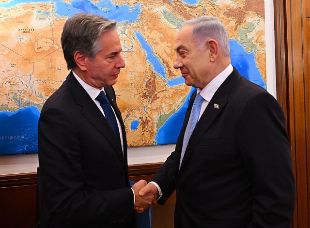 Israeli Prime Minister Benjamin Netanyahu right meets with US Secretary of State Antony Blinken in Jerusalem on Aug 19 2024 XINHUA - Yonhap