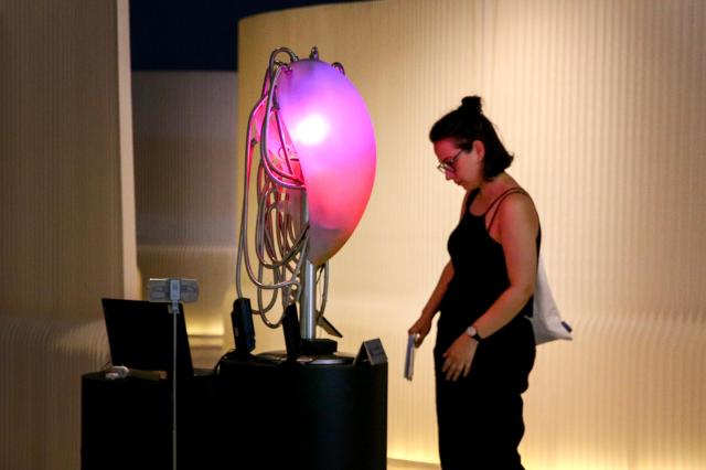 Visitors view artworks at the exhibition AI Fusion The Next Eepoch of Humanity at Dongdaemun Design Plaza in Seoul on Aug 20 2024 AJU PRESS Kim Dong-woo