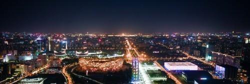 This image shows the night view of Beijing Xinhua-Yonhap