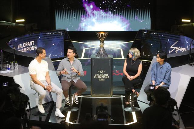 Executives answer questions during the QA session at the media day before the 2024 Valorant Champions Seoul finals series at LoL Park in Seoul on Aug 21 AJU PRESS Han Jun-gu