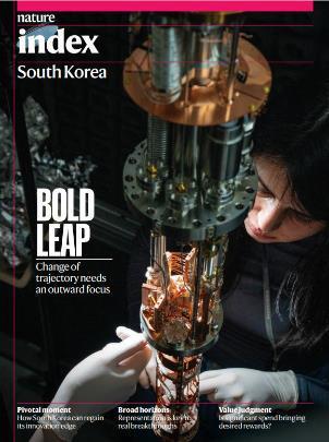 The image shows the cover of Nature Index 2024 special issue on South Korea Courtesy of Nature