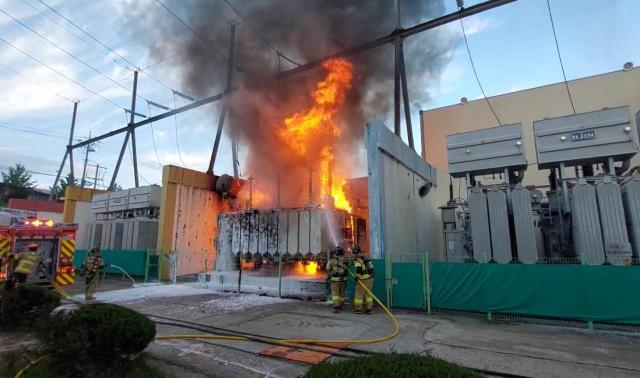 This image shows a fire breaking out in Daejeon South Korea Yonhap