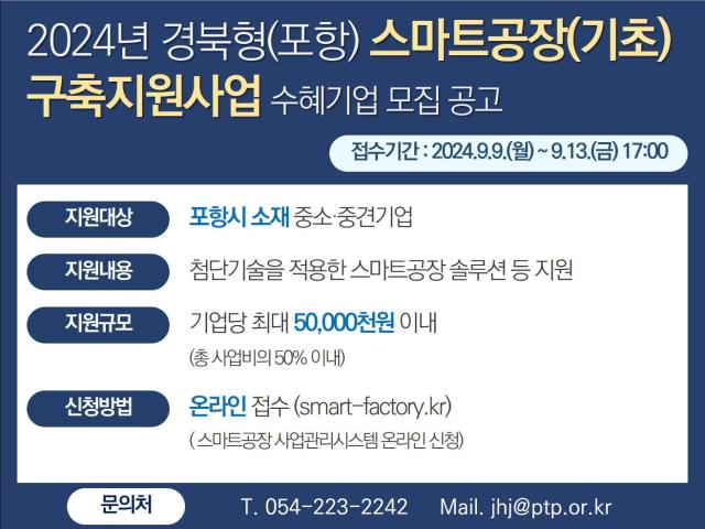 2024년 경북형 스마트공장 모집 공고 포스터 사진포항테크노파크