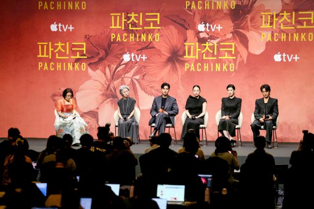 Actors participate in a QA session at the press conference for Pachinko 2 held in Gangnam-gu Seoul on Aug 23 2024 AJU PRESS Kim Dong-woo