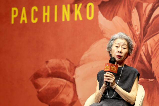 Actor Youn Yuh-jung answers questions at the press conference for Pachinko 2 held in Gangnam-gu Seoul on Aug 23 2024 AJU PRESS Kim Dong-woo