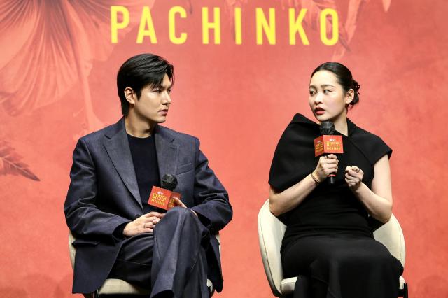 Actor Kim Min-ha answers inquiries at the press conference for Pachinko 2 held in Gangnam-gu Seoul on Aug 23 2024 AJU PRESS Kim Dong-woo