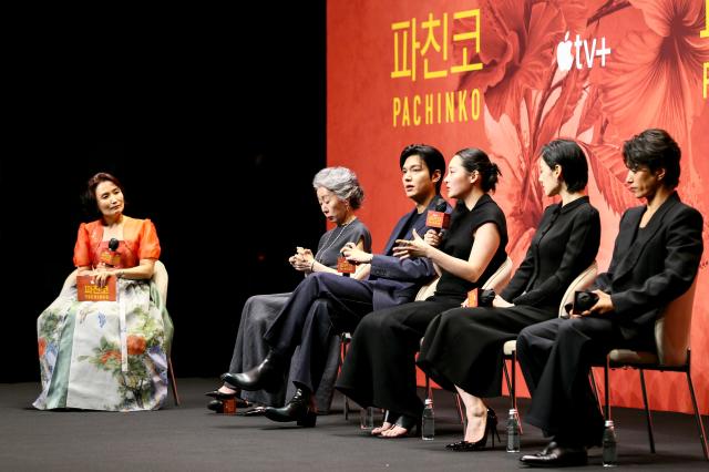 Actors participate in a QA session at the press conference for Pachinko 2 held in Gangnam-gu Seoul on Aug 23 2024 AJU PRESS Kim Dong-woo