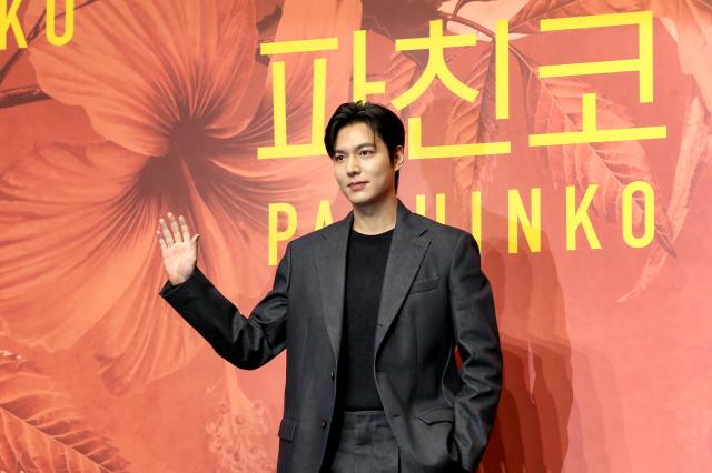 Actor Lee Min-ho poses at the press conference for Pachinko 2 held in Gangnam-gu Seoul on Aug 23 2024 AJU PRESS Kim Dong-woo