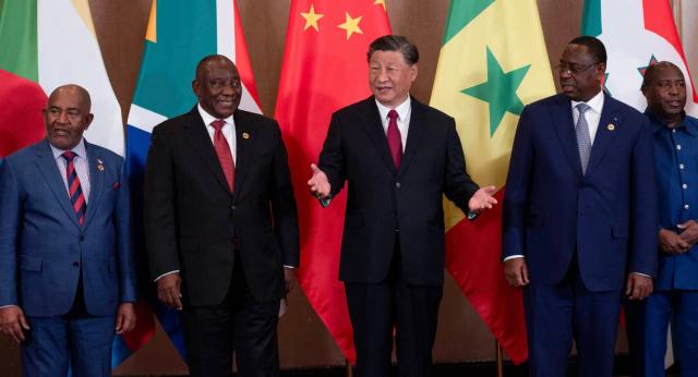 Chinese President Xi Jinping and South African President Cyril Ramaphosa at the China-Africa Leaders’ Dialogue held during the BRICS Summit in Johannesburg on August 24 2023 Reuters-Yonhap