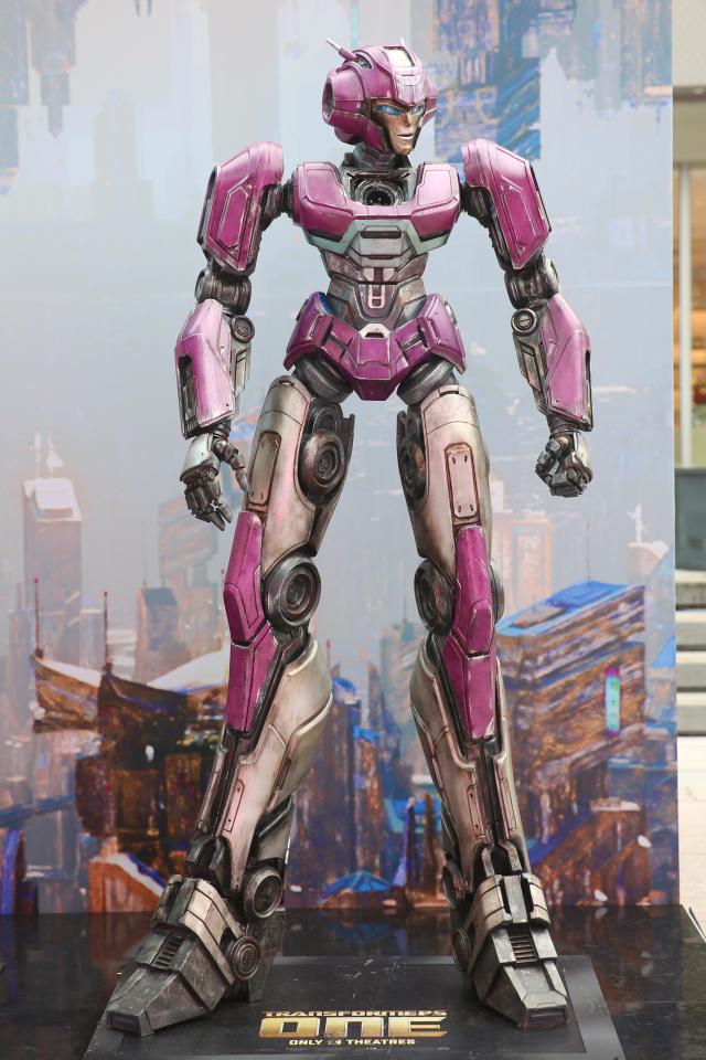 Statues of Elita One from the movie Transformers One stand on display at COEX Millennium Plaza in Seoul on August 26 2024 AJP Han Jun-gu