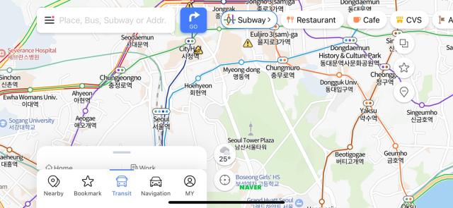 A screenshot of Naver map Courtesy of Naver