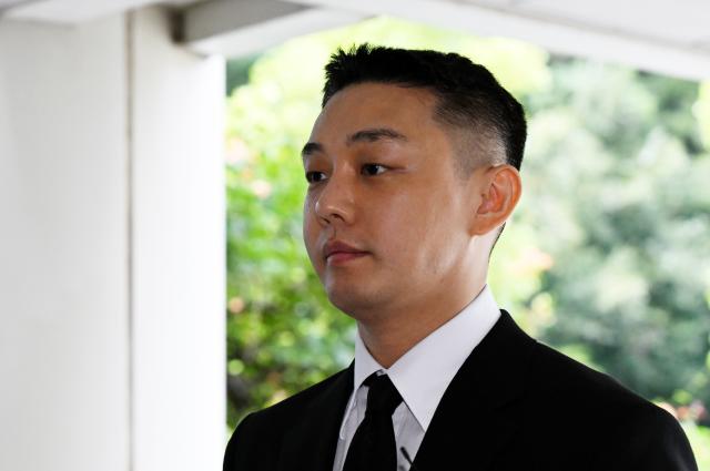 Actor Yoo Ah-in who has been indicted on charges of habitual propofol use is attending his first trial sentencing at the Seoul Central District Court in Seoul on Sept 3 Joint Press Corps