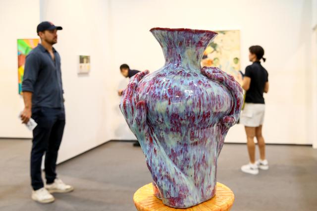 Visitors view artworks at the international art fair FRIEZE SEOUL held at COEX in Seoul on Sep 5 2024 AJP Kim Dong-woo