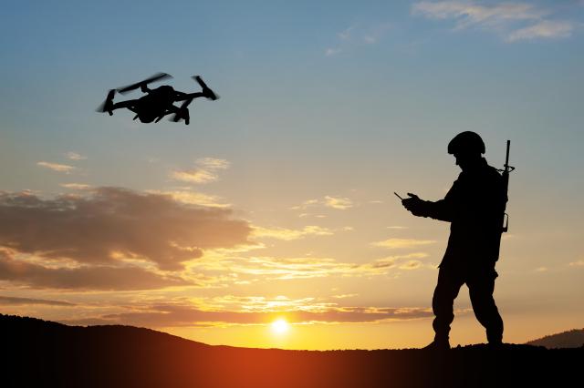 This image shows soldiers using a drone during a military operation Getty Images Bank