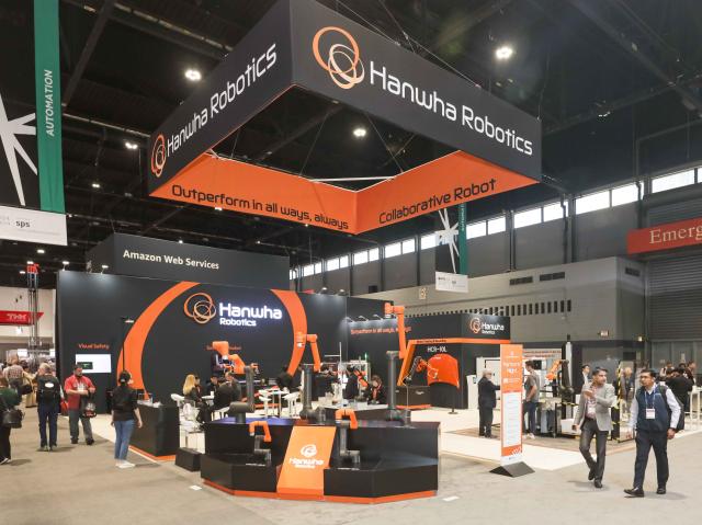 This photo shows Hanwha Robotics booth at the International Manufacturing Technology Show IMTS 2024 in Chicago Sept 9 2024 Courtesy of Hanwha Robotics Co