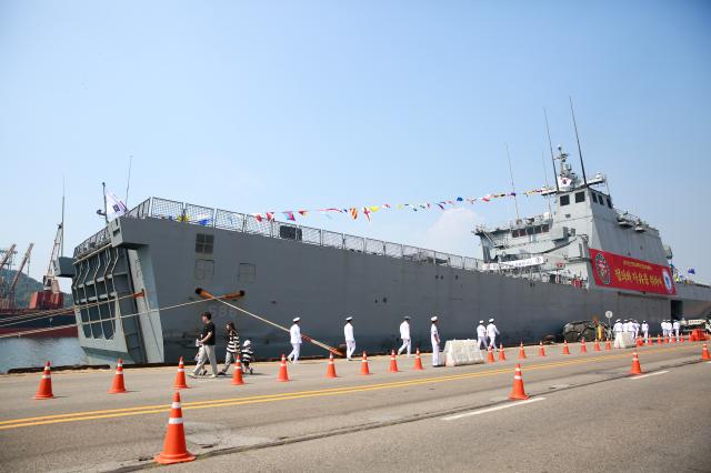 LST-686 a Landing Ship Dock docked for public viewing as part of the 74th anniversary commemoration of the Incheon Landing Operation in Incheon Sep 11 2024 AJP Han Jun-gu