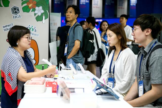 Visitors receive consultation during the Korea Social Value Festa at COEX in Seoul on Sept 12 2024 AJP Kim Dong-woo